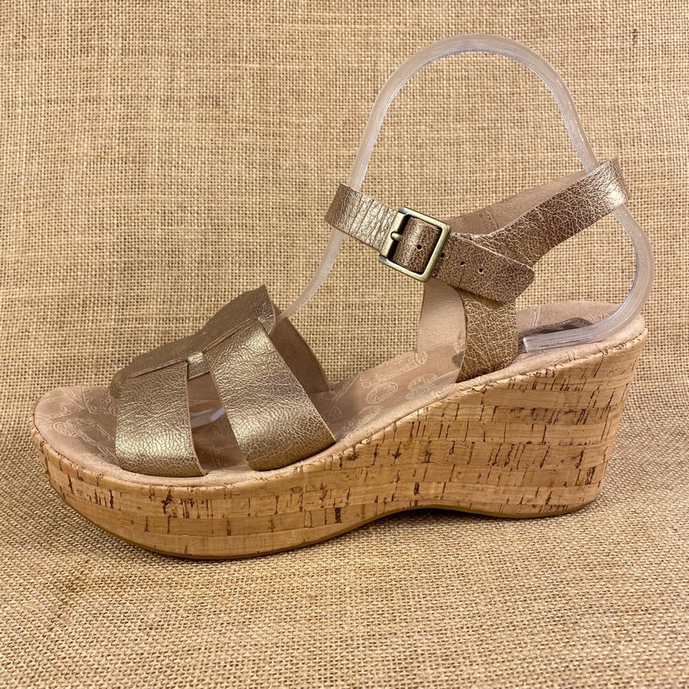 Kork Ease leather sandals wedges platform heels gold size 10 - Picture 2 of 11